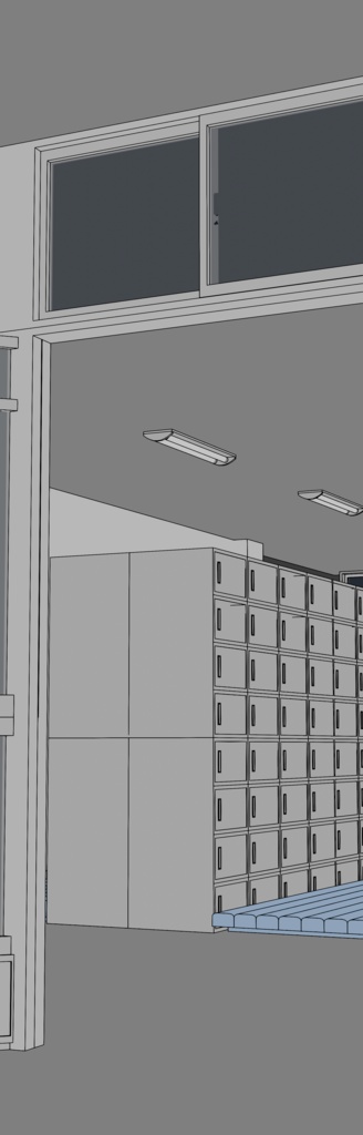 一瞬で昇降口背景が完成する3D背景素材【Blender】