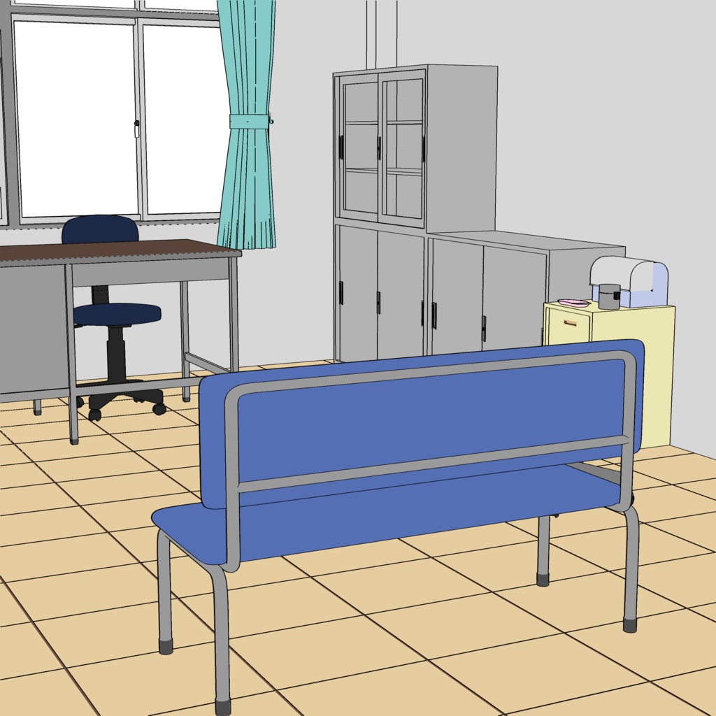一瞬で保健室背景が完成する3D背景素材【Blender】