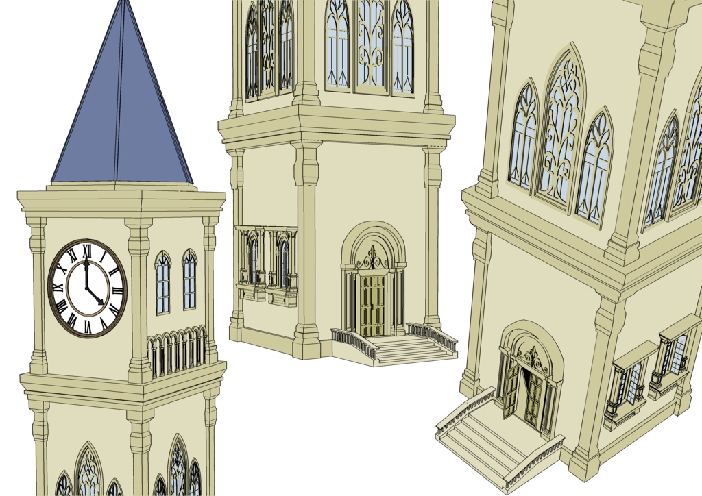 一瞬で時計塔の漫画背景が完成する3D背景素材【Blender】