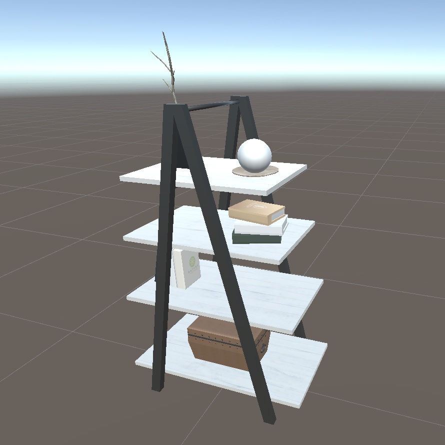 【VRchat向け】小物付き棚 ローポリ