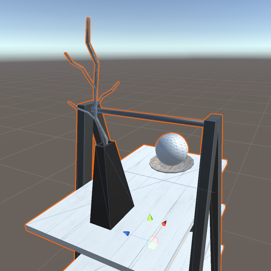 【VRchat向け】小物付き棚 ローポリ