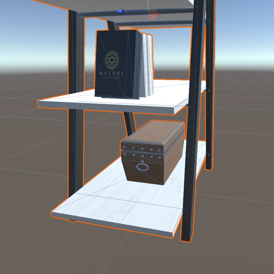 【VRchat向け】小物付き棚 ローポリ