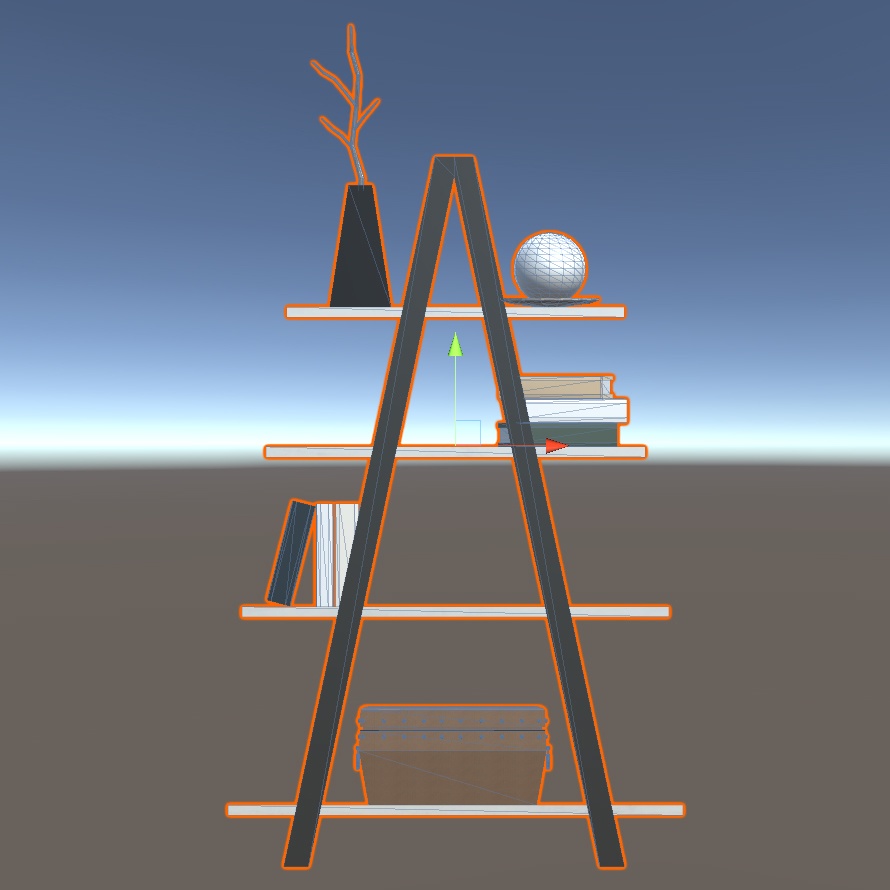 【VRchat向け】小物付き棚 ローポリ