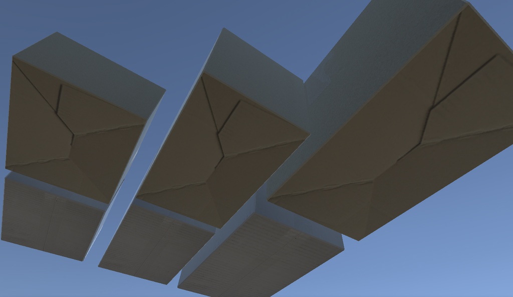 【VRchat向け】宅配段ボールSML6個セット ローポリ