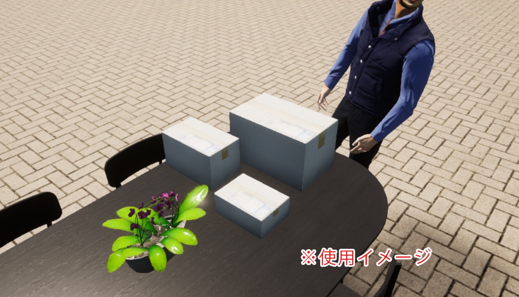 【VRchat向け】宅配段ボールSML6個セット ローポリ