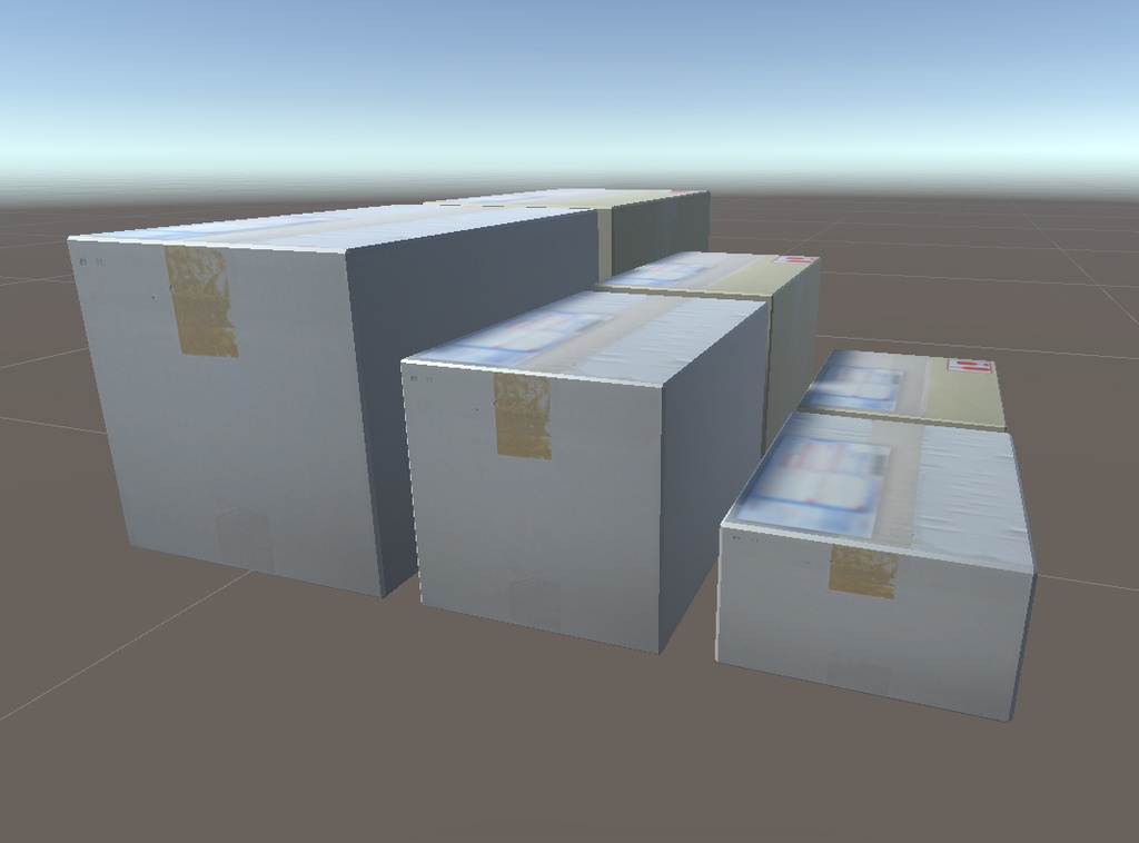 【VRchat向け】宅配段ボールSML6個セット ローポリ