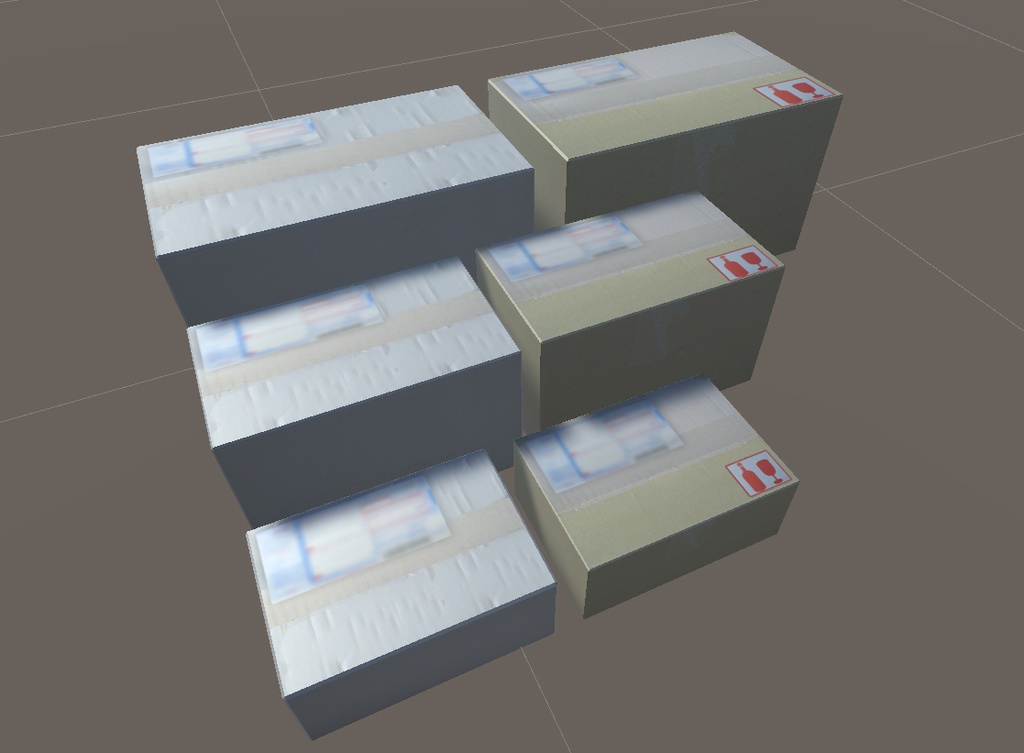 【VRchat向け】宅配段ボールSML6個セット ローポリ