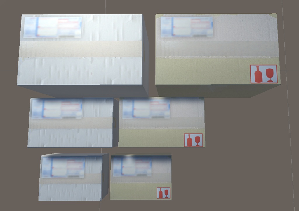 【VRchat向け】宅配段ボールSML6個セット ローポリ