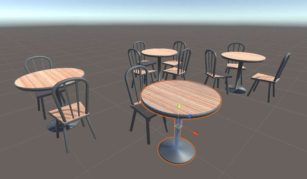【VRchat向け】テーブルセット 1人~4人掛け