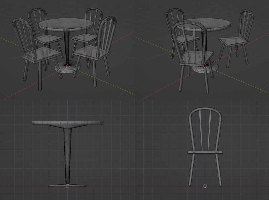 【VRchat向け】テーブルセット 1人~4人掛け