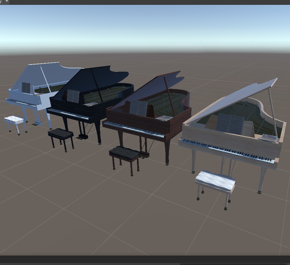 【VRchat向け】グランドピアノ ※カラー4種類有り (ローポリ)