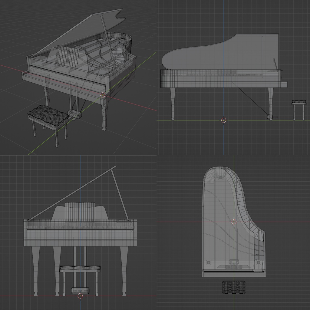【VRchat向け】グランドピアノ ※カラー4種類有り (ローポリ)