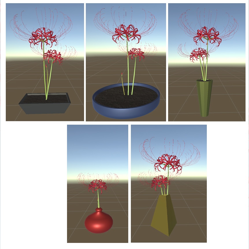 【VRchat向け】ヒガンバナ 彼岸花 植木鉢 花瓶