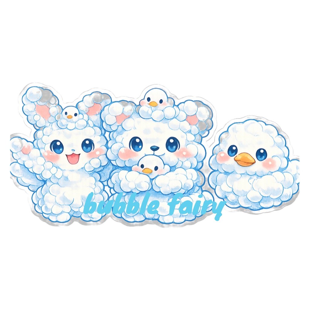bubble fairy(くま・うさぎ・あひる) ICカードステッカー
