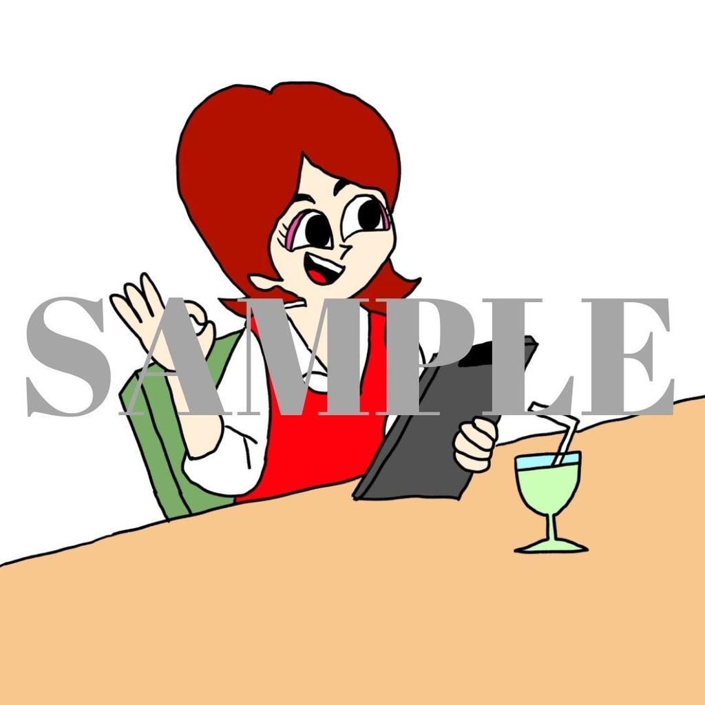 イラスト素材: タブレットを楽しむ女性