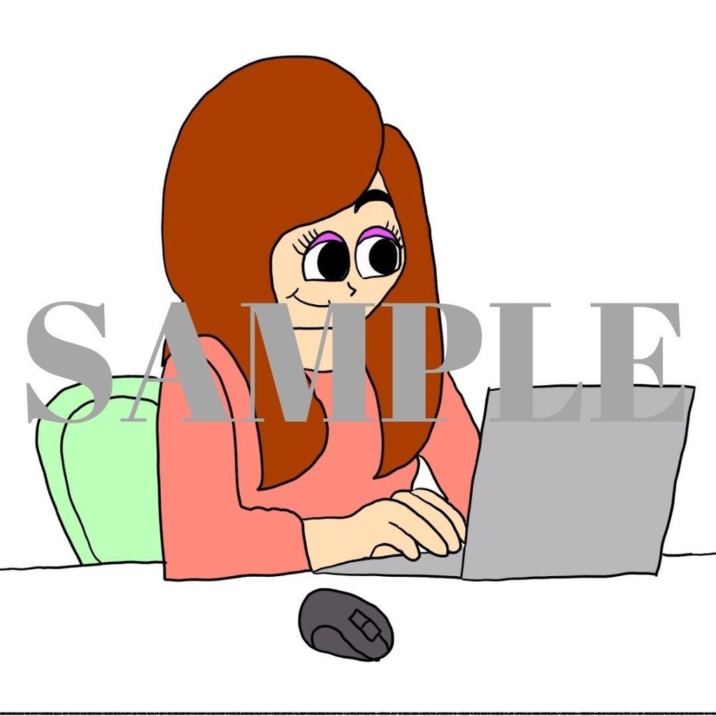 イラスト素材: パソコンを操作する女性