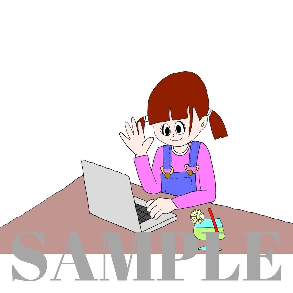 イラスト素材 パソコンを楽しむ女の子 Nabesang工房ショップ Booth