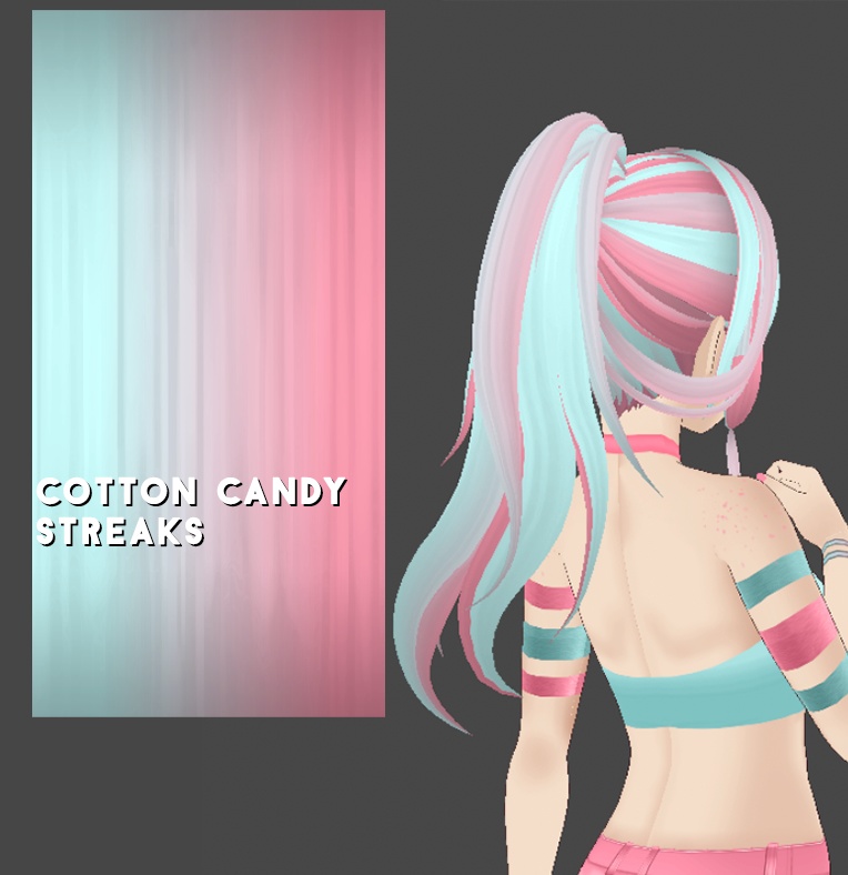 Hair Color w/texture: Cotton Candy Streaks