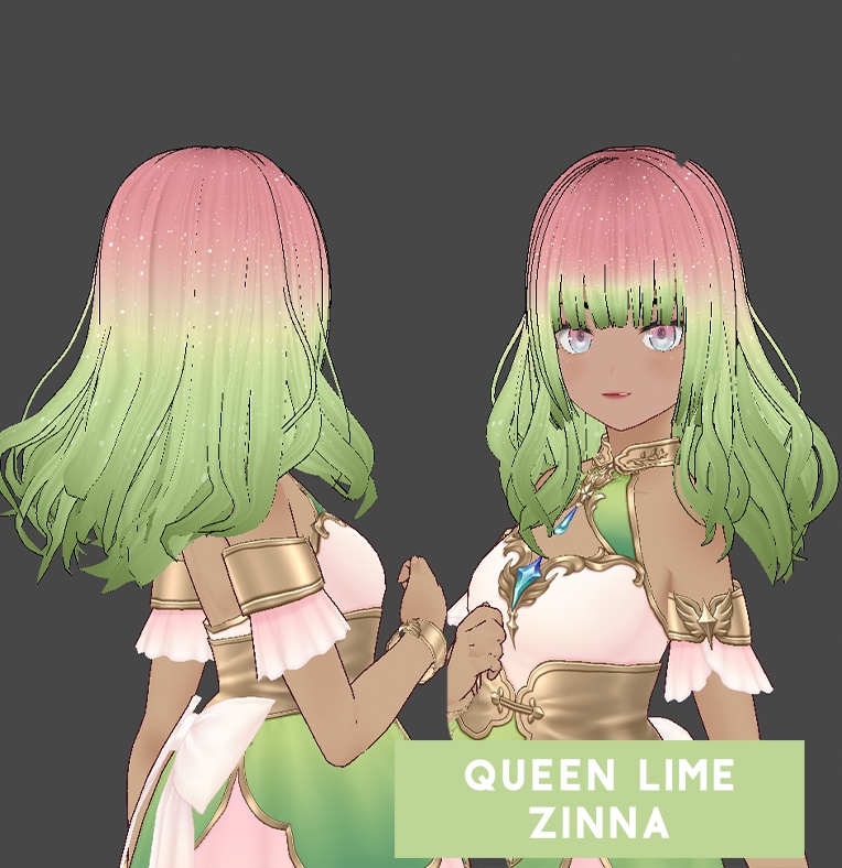 Hair color w/texture: QUEEN LIME ZINNA
