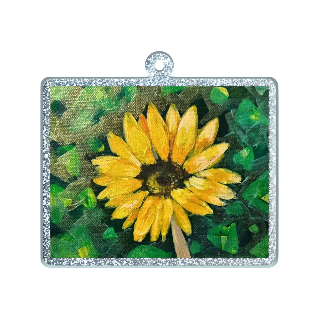 平和のひまわりのアクリルラメキーホルダー