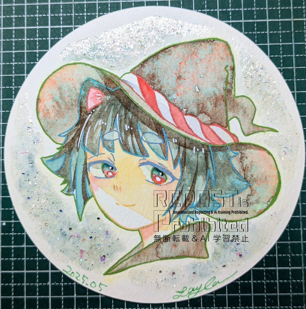 【円形】水彩イラスト原画