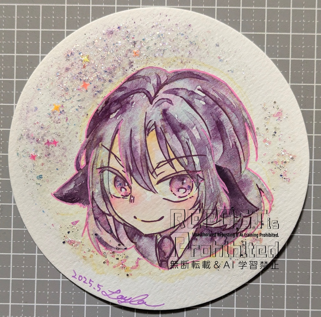 【円形】水彩イラスト原画