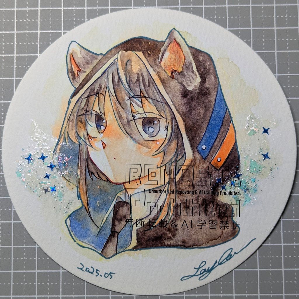 【円形】水彩イラスト原画