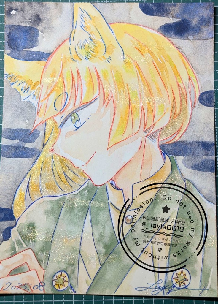 【そうさくマーケット他】水彩原画(約A6サイズ)