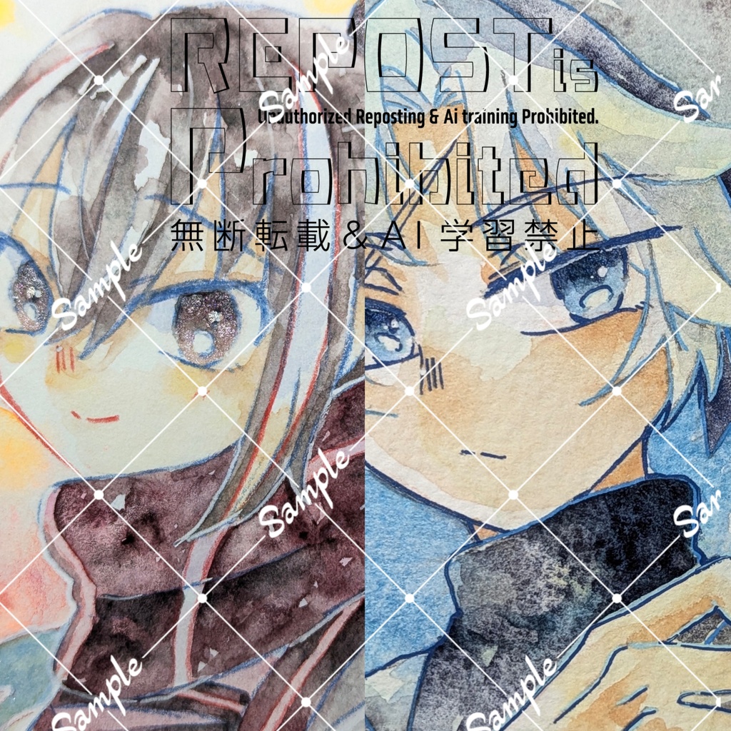 【二次創作/水彩原画】河上彦斎/藤堂平助(fgo)
