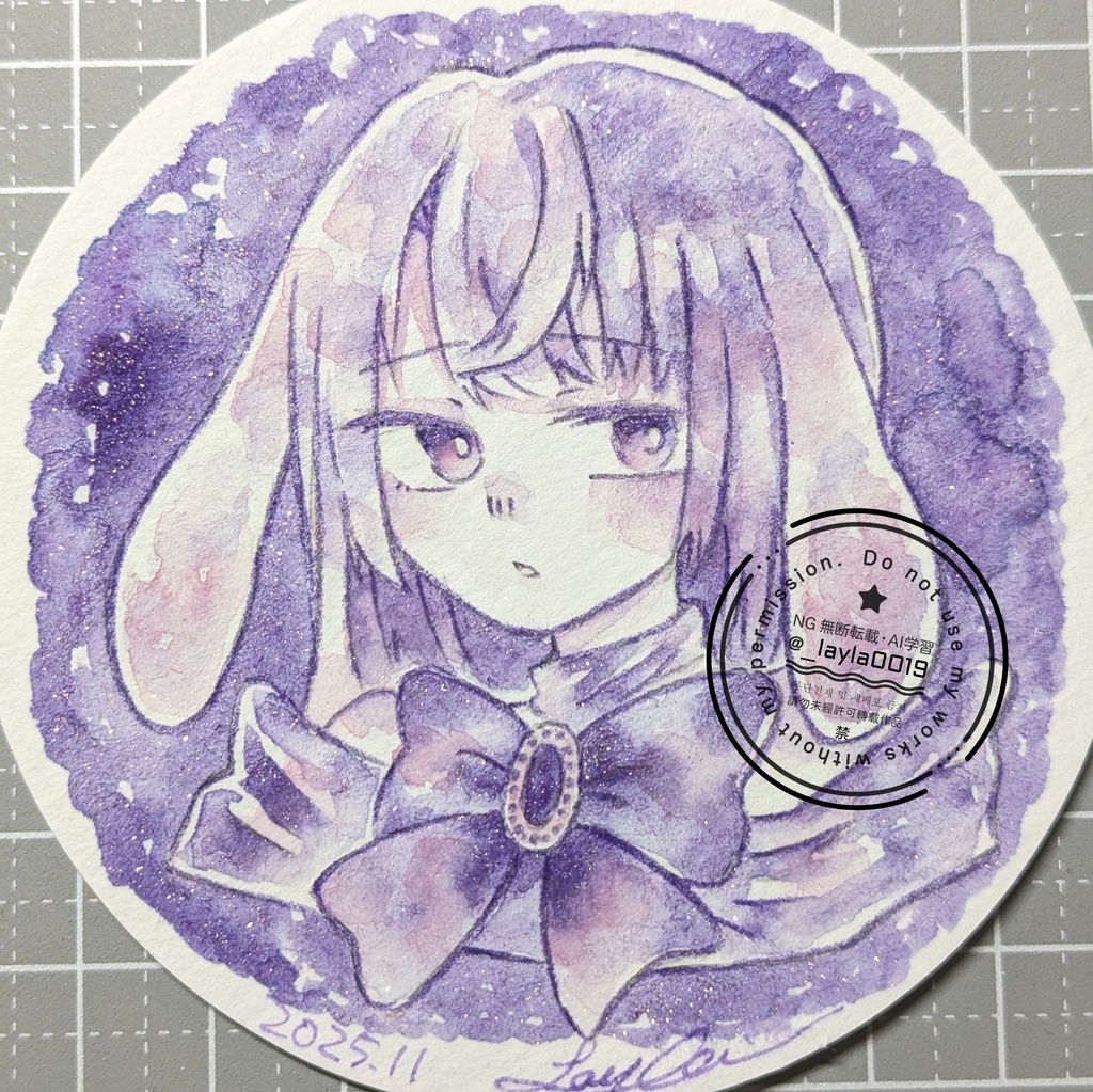 水彩原画/てのひらペーパー円型