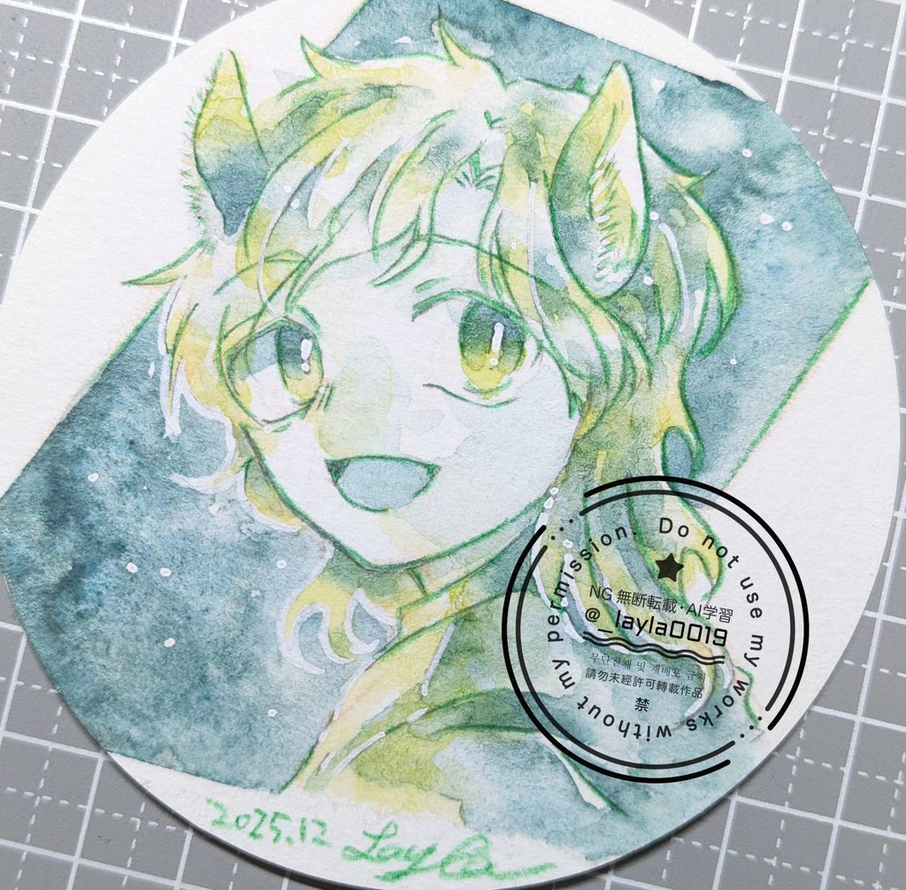 水彩原画/てのひらペーパー円形