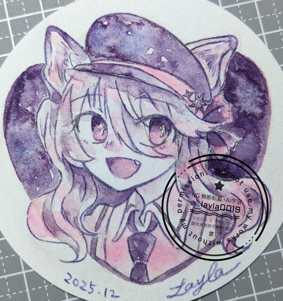 水彩原画/てのひらペーパー円形