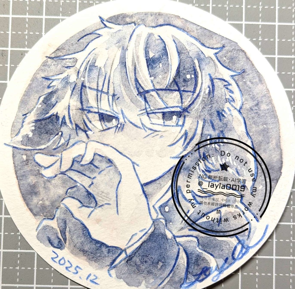 水彩原画/てのひらペーパー円形