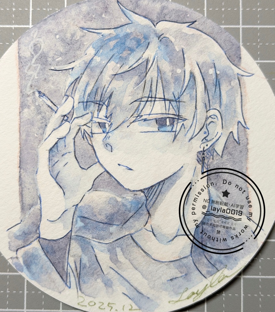 水彩原画/てのひらペーパー円形