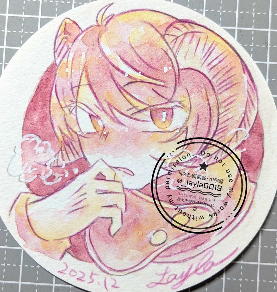 水彩原画/てのひらペーパー円形