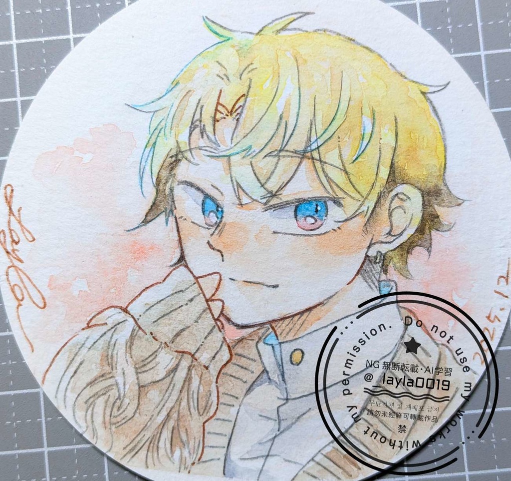 【12月】てのひらペーパー水彩原画