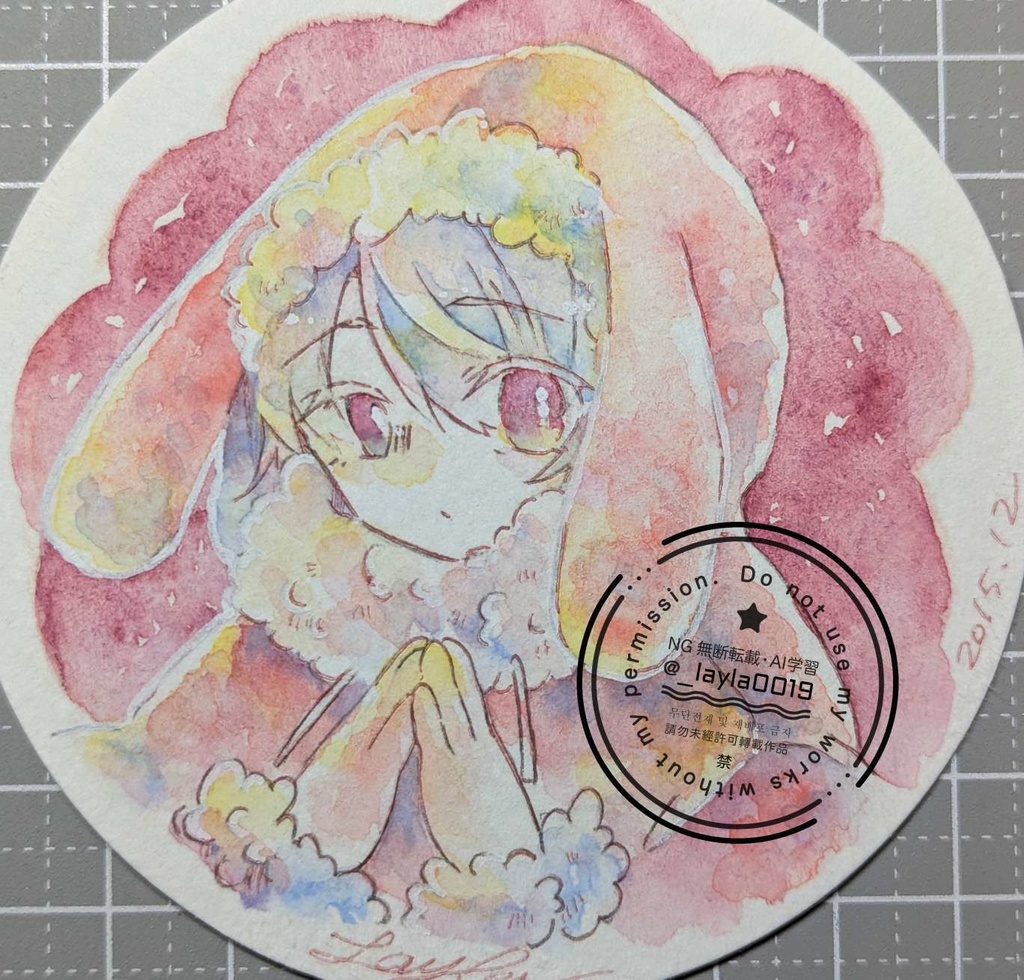 【12月】てのひらペーパー水彩原画