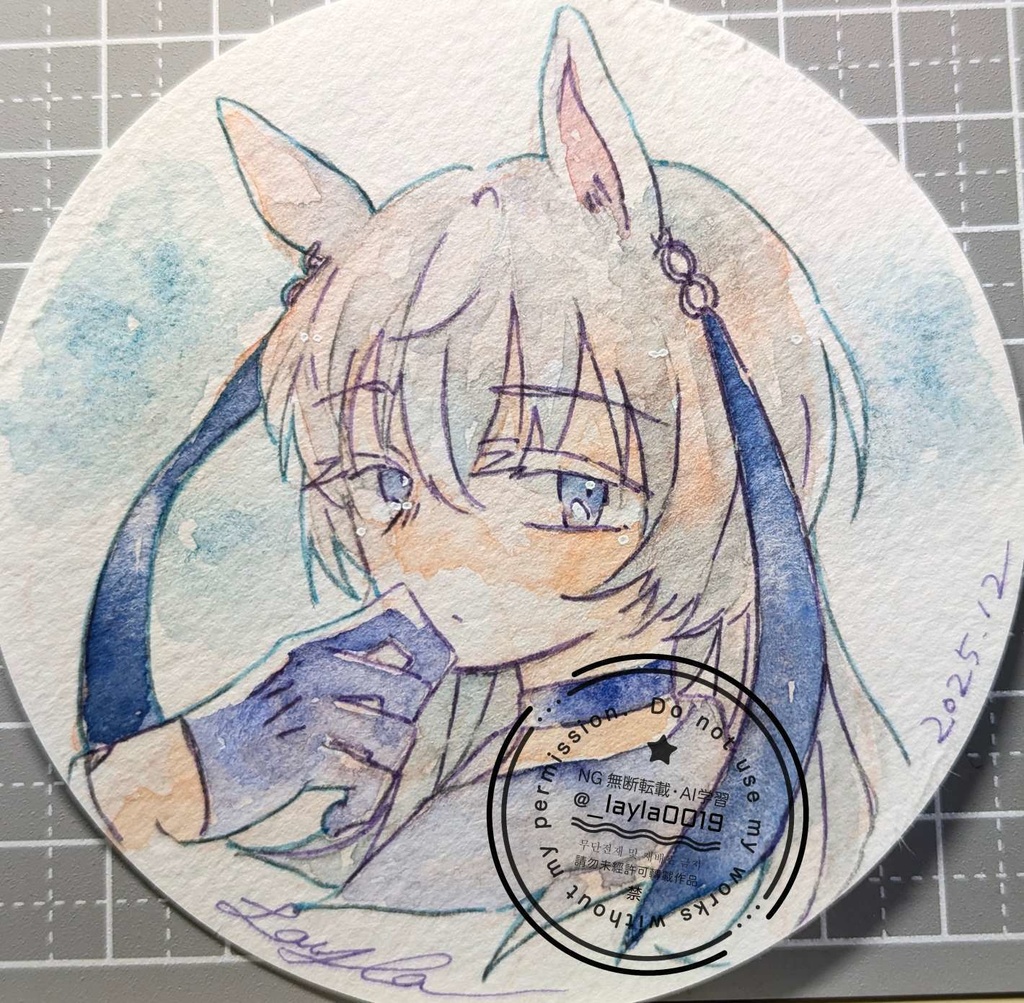 【12月】てのひらペーパー水彩原画