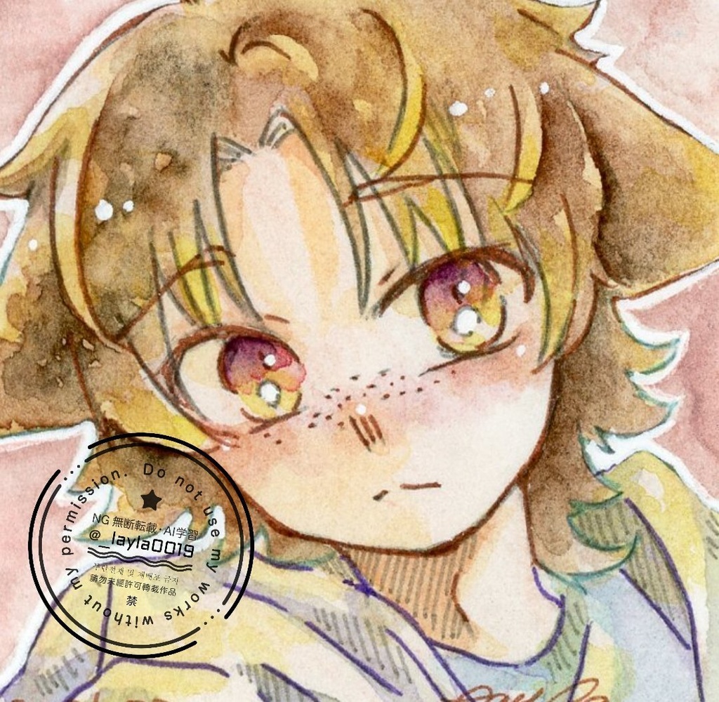 【COMITIA155】水彩原画(猫耳な自キャラ)