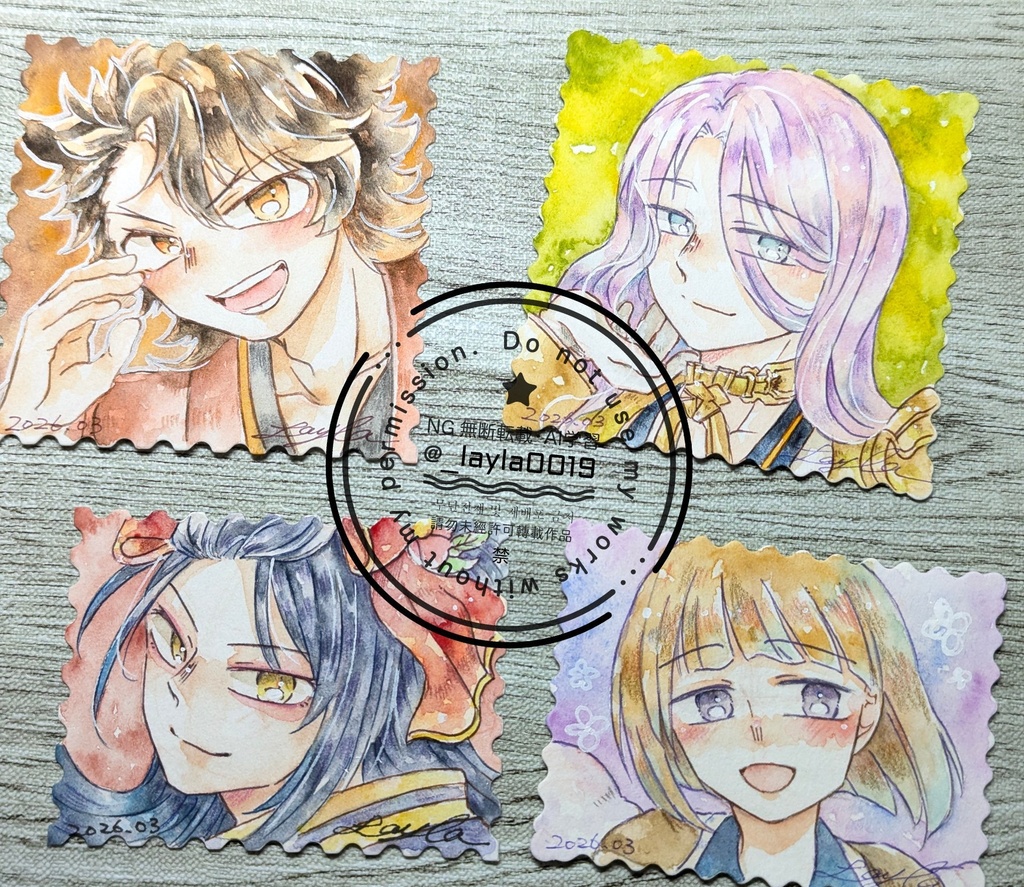 【春コミ】刀剣男士の水彩原画(蜂須賀/陸奥守/前田/次郎)