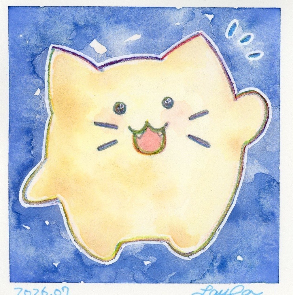 【にゃぷまつり3】にゃんぷっぷーの水彩原画(ミニ!)