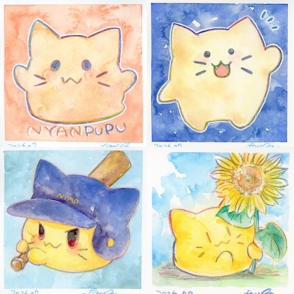 【にゃぷまつり3】にゃんぷっぷーの水彩原画(ミニ!)