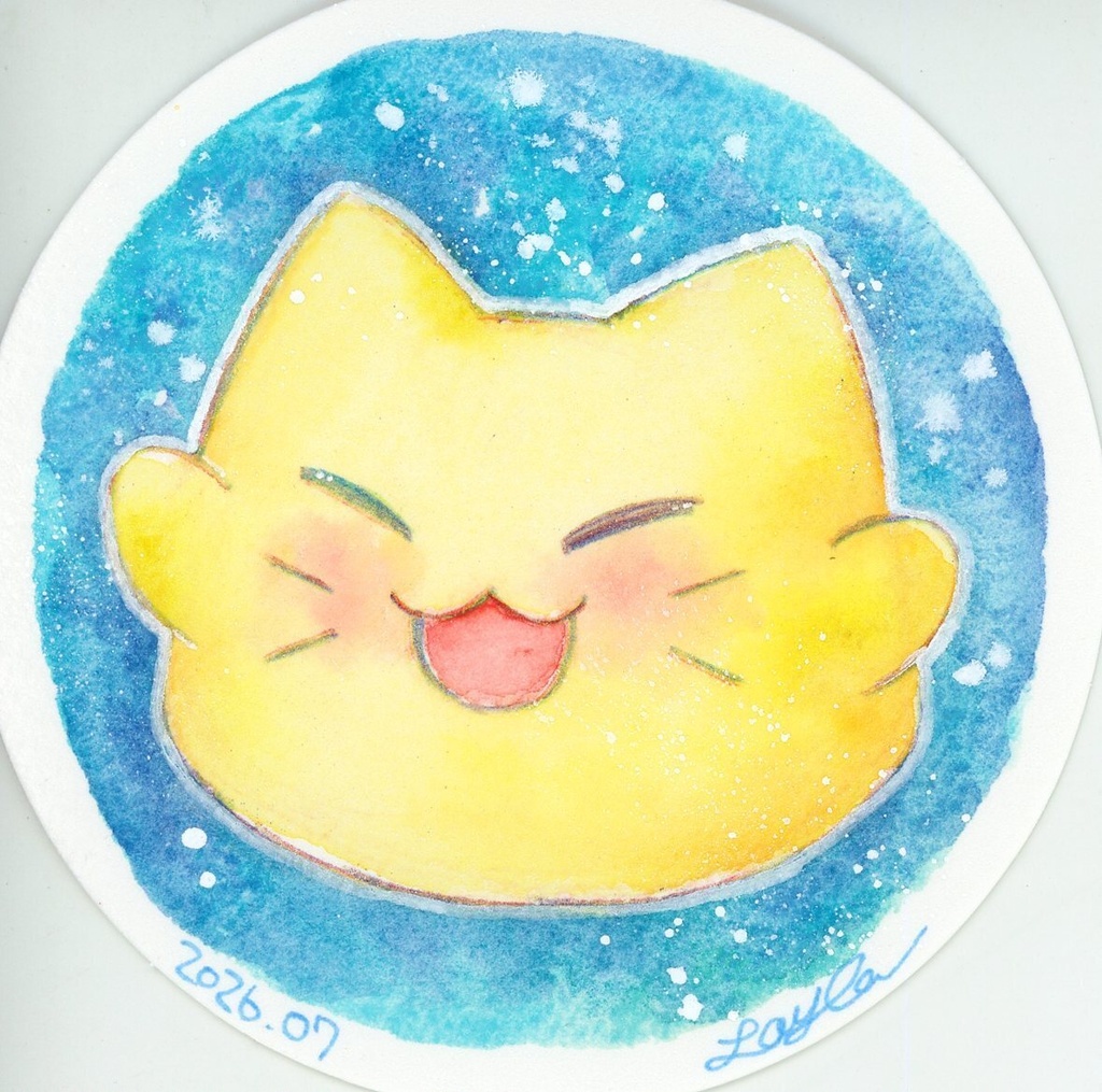 【にゃぷまつり3】にゃんぷっぷーの水彩原画(丸型)