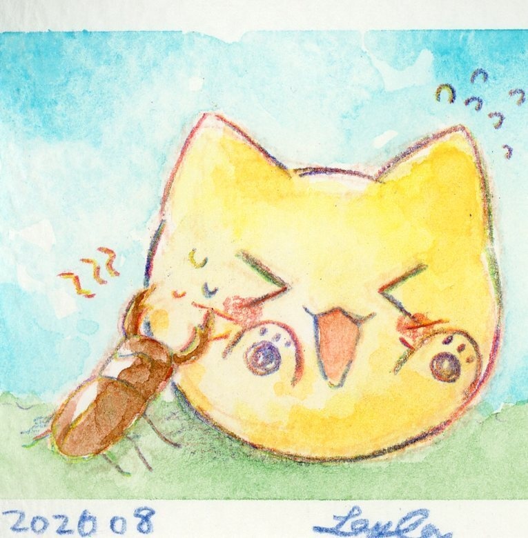 【にゃぷまつり3】にゃんぷっぷーの水彩原画(ミニミニ)