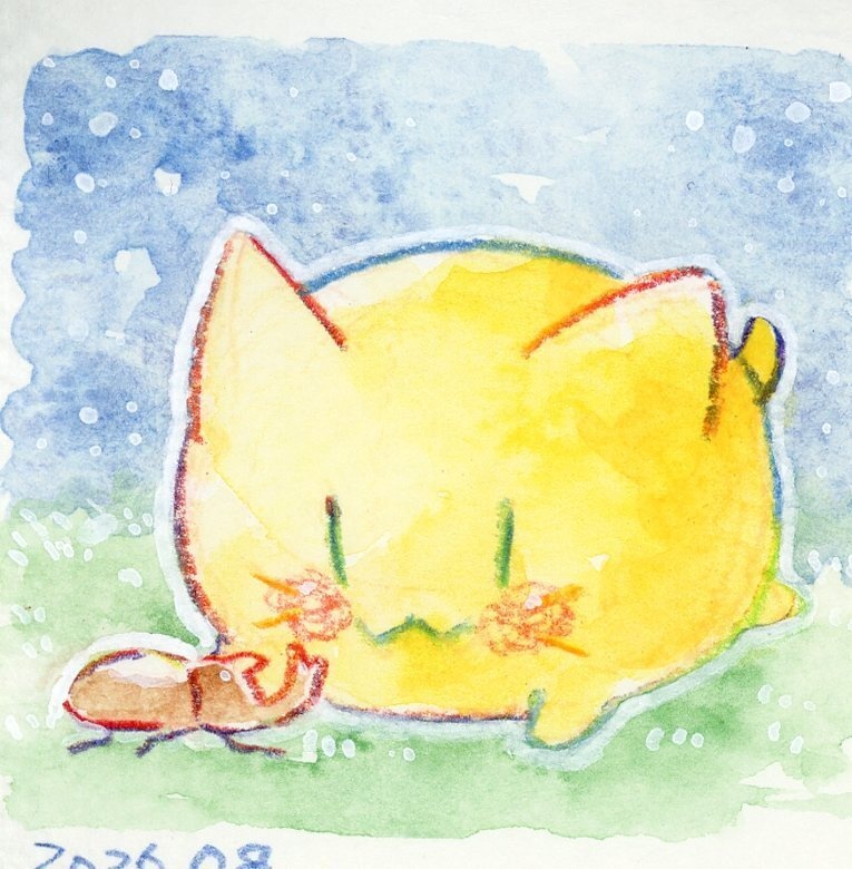 【にゃぷまつり3】にゃんぷっぷーの水彩原画(ミニミニ)