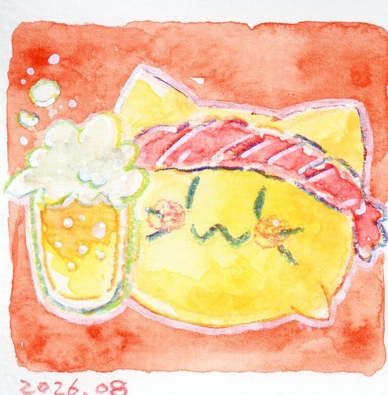 【にゃぷまつり3】にゃんぷっぷーの水彩原画(ミニミニ)
