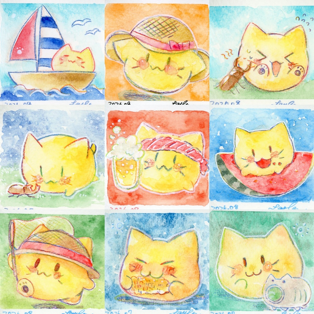 【にゃぷまつり3】にゃんぷっぷーの水彩原画(ミニミニ)