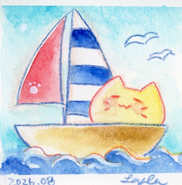 【にゃぷまつり3】にゃんぷっぷーの水彩原画(ミニミニ)