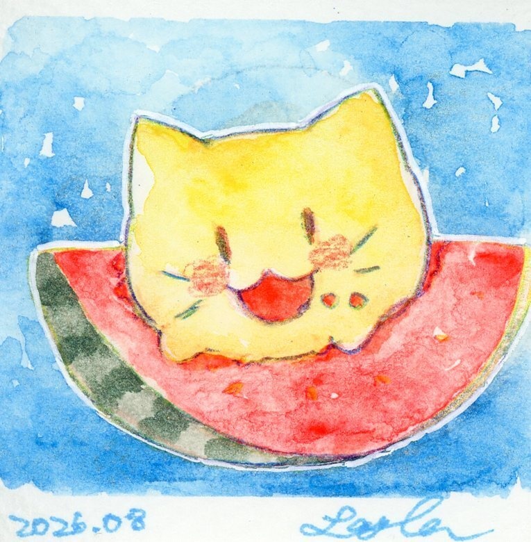 【にゃぷまつり3】にゃんぷっぷーの水彩原画(ミニミニ)