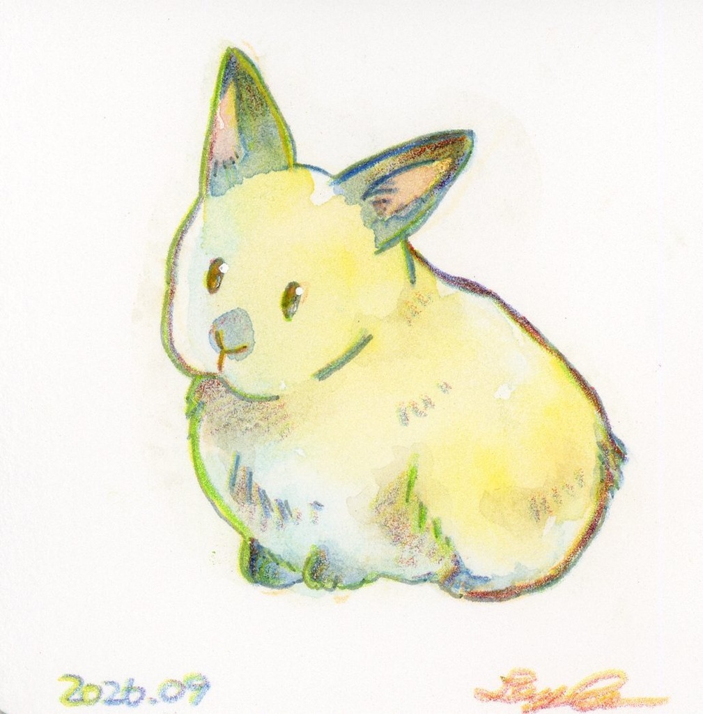 【月面観覧広報部】月/うさぎの水彩イラスト原画